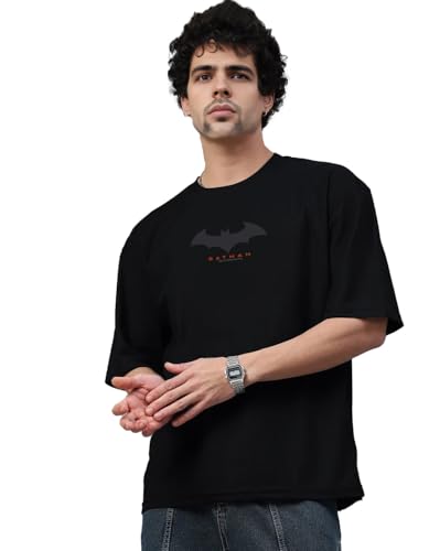 Image of Men's Oversized Batman T-Shirt - Cotton Half Sleeve Graphic Tee | Superhero Printed Casual T-Shirt for Men