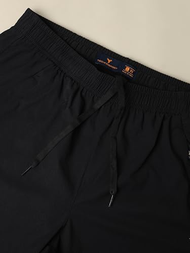 Image of TECHNOSPORT Men Mid Rise Regular Fit Solid Stretchable Joggers, Techno Dry for Regular Use and Sports