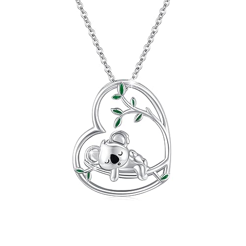 REDSUN Collier Koala en argent sterling 925 Pendentif Koala mignon Chaîne Koala Bijoux pour femmes Grils Kinder, argent sterling