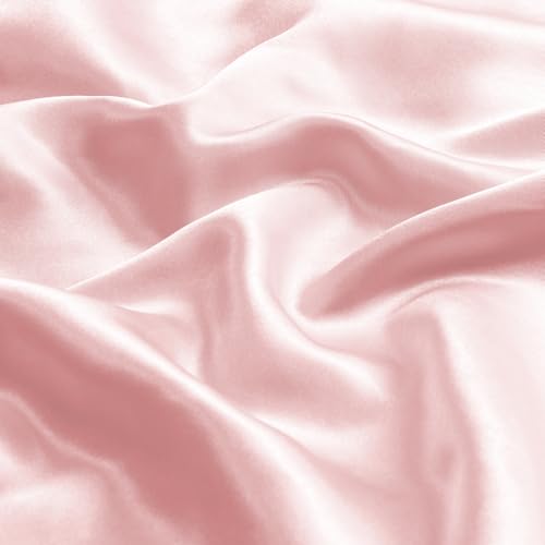 BEDELITE Satin Pillowcase with Zipper, Pink King Size Pillow Cases Set of 2, Super Soft and Cooling Similar to Silk Pillow Cases, Gift for Women Men(20x36 Inches)