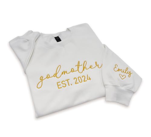 Personalized Embroidered Sweatshirt and Hoodie Add Your Custom Text on Sleeve Est Gift for Grandma Mothers Day Long Sleeve.4