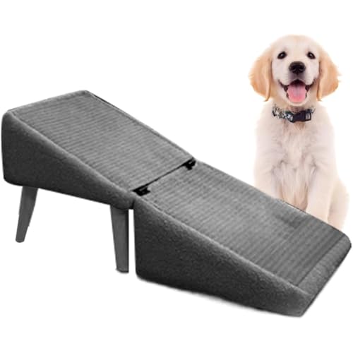 「FLYKING」 犬用スロープ、オットマンランプフレーム、犬用階段、木製フットスツール、大型犬、中型犬、小型犬に適しています ペット用折りたたみチェア ノンスリップ表面/折りたたみ式&ポータブル小型動物の子犬や子猫用 (ブラック)