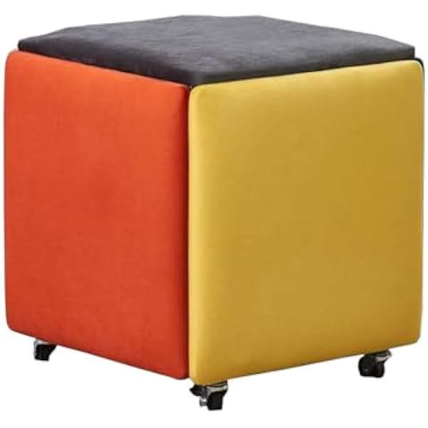 5 w 1 Współczesne osmańskie faux skórzane stołek, stołowe stołki magiczne stołki do salonu, biuro podnóżka, sypialnia Multi-colored,36x38cm