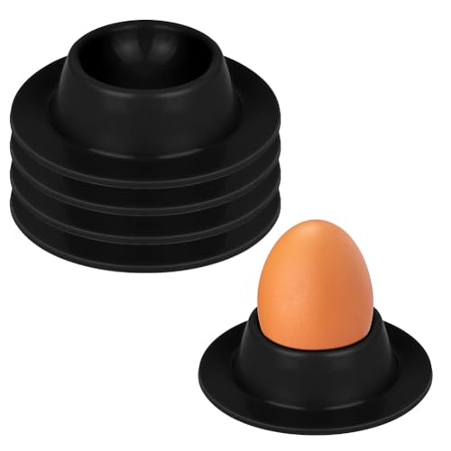 Vicloon Silicone Anti-fall Egg Cup 4pcs Silicone Egg Cups Set Boiled Egg Stand Plates with Base Stackable and Storable for Dining Table Kitchen Drawer Family Gathering Camping Picnic