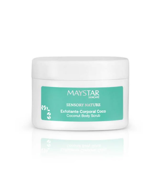 Maystar Skincare Exfoliante Corporal de Coco, 200 ml, con Azúcar y Cristal de Cuarzo, para Todo Tipo de Piel