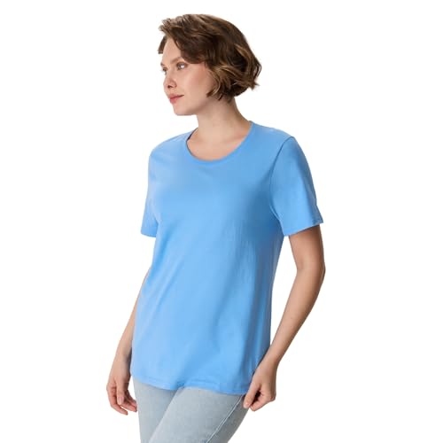 Image of Hanes Women's Perfect-T Crewneck T-Shirt, Lightweight Cotton Short Sleeve Tee for Women