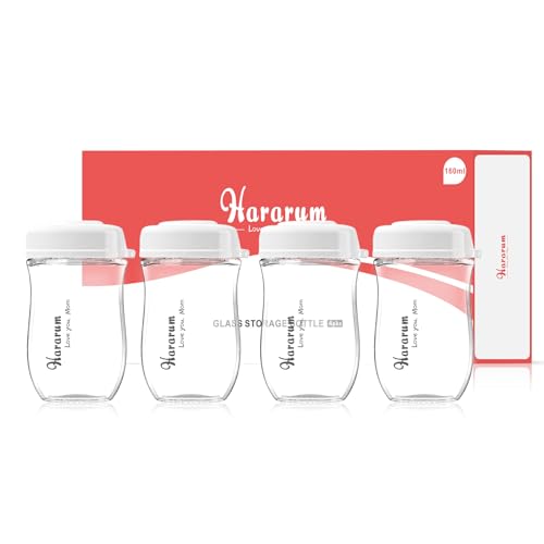 Botellas de vidrio para el almacenamiento de materna, 160ml, Sin BPA, aptas para lavavajillas, congelador y microondas, 4 Unidades