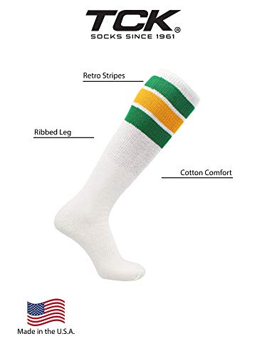 Image of TCK Retro Tube Socks with Stripes for Men & Women - 3 Stripe, 70's 80's Deadlift Socks