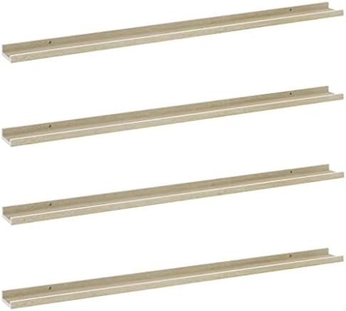 vidaXL 4x Wall Shelves Hanging Display Racks Floating Shelves Ledges Indoor Furniture Decoration Living Room Bedroom Grey 40x9x3 cm