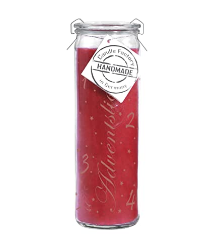Candle Factory Vela grande Jumbo impresa - Luz de adviento de estearina vegetal en cristal resistente al calor de la marca Weck®, aprox. 100 horas de tiempo de combustión, fragancia Cover