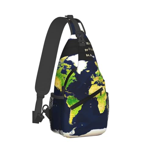 Mochila cruzada con estampado de mapa mundial para senderismo miniatura 2