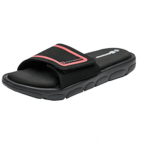 Alpine Swiss Gabe Mens Memory Foam Slide Sandals Adjustable Comfort Athletic Slide Red