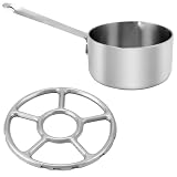 Material: Built with 18/10 stainless steel interior, magnetic stainless steel exterior, and an aluminum core layer, this mini pot ensures even heat distribution and durability. Multi-functional Design: Perfect for warming soup, melting butter, heatin...