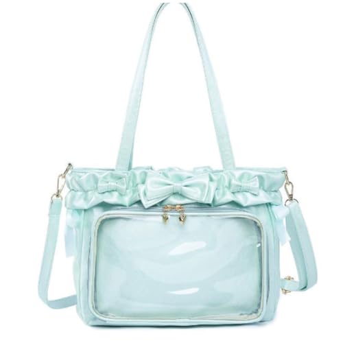 Bolso Tote para mujer con ventana y volantes en cuero PU miniatura 1