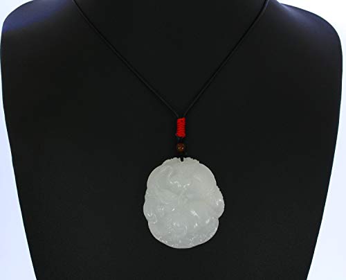 JL 1322 - Collar con Colgante de grulla de campeón de Jade Blanco Afgano con Certificado de China de 1,9 Pulgadas
