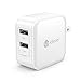 iClever BoostCube 4.8A 24W Dual USB Travel Wall Charger with SmartID Technology, Foldable Plug for iPhone iPad, Samsung Galaxy, HTC Nexus Moto Blackberry, Bluetooth Speaker Headset & Power Bank, White