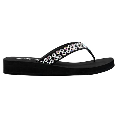 Lowkeyray Black Fancy Flip Flops With Rhinestones Comfortable Sequin Sandals For Women4