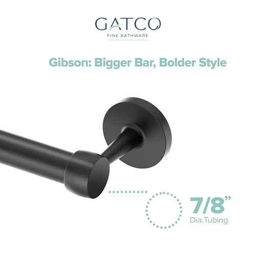 Image of Gatco 5211MX Gibson Towel Bar | Retro Modern Wall-Mounted Bathroom Towel Bar | Stylish Decorative Hardware, Heavy Duty Metal, EZ Ancor Mounting | Matte Black Finish