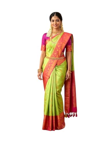 Image of VFCollections Women's Kanchipuram Silk Pure Pattu Sarees With Blouse
