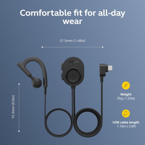 Jabra Perform 10 Wired PTT Earpiece with in-Line Clip-On Noise-Cancelling Microphone, Android Devices Only, Works with Walkie Talkie app in Microsoft Teams, Zello and Zebra, USB-C Connectivity, Black - image 8