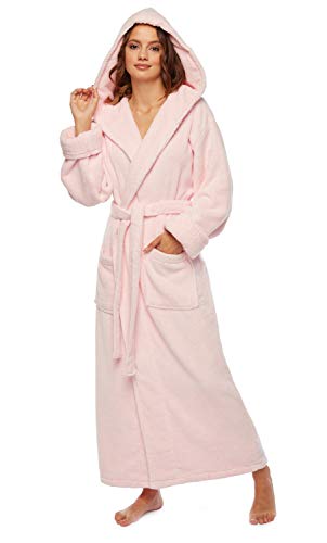 Arus Womens Soft Twist Hooded Full Length Turkish Cotton Long Bathrobe2
