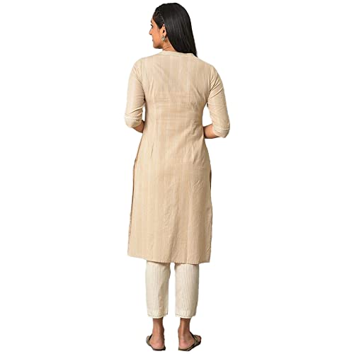 Image of Aurelia Women's Cotton Straight Fit Straight Solid Regular Floral Printed Kurta