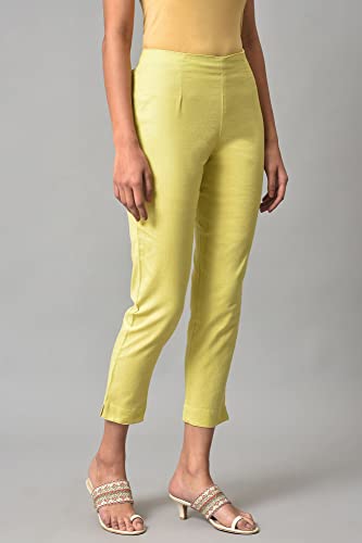 Image of W for Woman Women's Slim Fit Mid Rise Strechable Slim Pants | Trousers