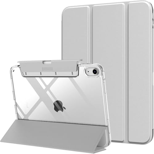 iPad 11世代/10世代 ケース iPad（A16）11インチ 2025/10.9インチ 2022通用 A2696 A2757 A2777 ペン収納 耐衝撃 三つ折り シリコン スマートカバー（ライトグレー）