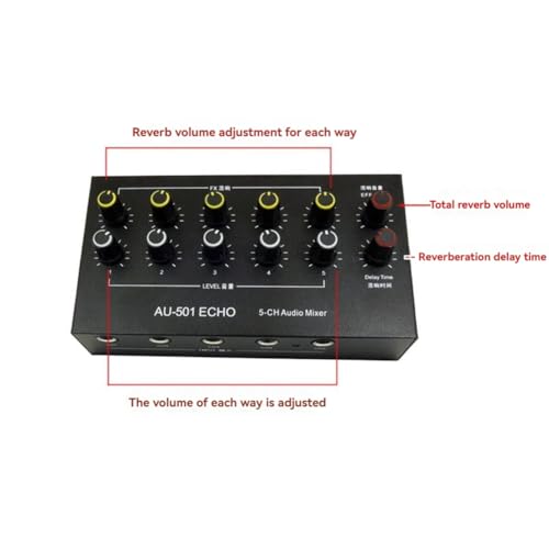 Mixeur audio 5 canaux pour podcast en déplacement avec mini-console rechargeable Type-C