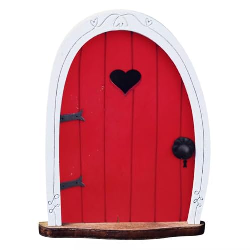 Jinshining Red Streak Mini Fairy Garden Door for Tree, 3D