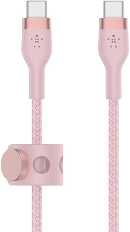 BoostCharge Pro Flex Braided USB C Charger Cable, USB-IF Certified Power Delivery PD Type C Fast Charging Cable for iPhone 15, Samsung Galaxy S24, MacBook Pro, iPad, Pixel and More – 1m, Pink