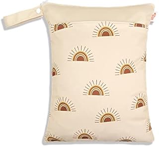 Smarbore Wet Dry Bags for Baby Cloth Diapers & Breast Pump Parts, Waterproof Reusable Wet Bag with Two Zippered Pockets & Handle, Beach Pool Gym Bag Stroller Yoga Toiletries Daycare Organizer