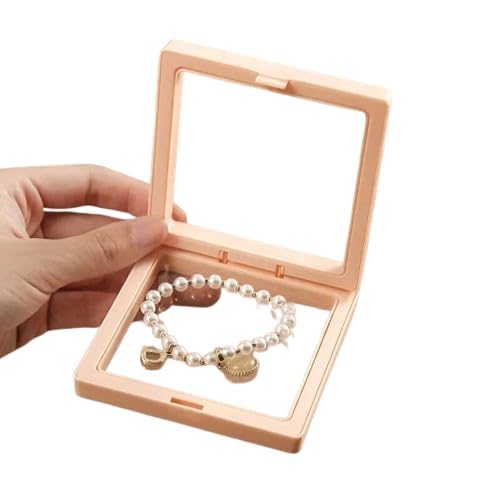 Image of Bhavya Floating Jewellery Display Frame,Transparent Coin Storage Box, Gifting Box, Silver Coin Display Case,Storage Display for Earrings,Ring,Bracelet, Necklace -5 Pcs (Pink) (11 X 11)