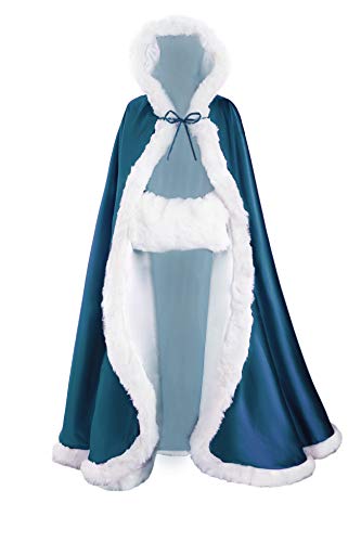 BEAUTELICATE Wedding Cape Hooded Cloak for Bride Winter Reversible with Fur Trim Free Hand Muff product thumbnail 15