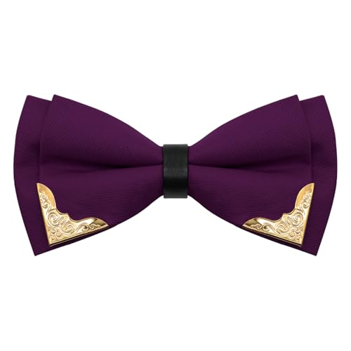 Image of Bow Ties for Men Women Metal Gold Bowtie, Pre Tied Mens Bow Tie Tuxedo Bowties Men for Prom Wedding Party