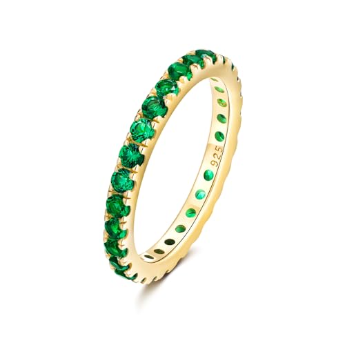 DAYBYDAY Emerald Eternity Band Rings for Women