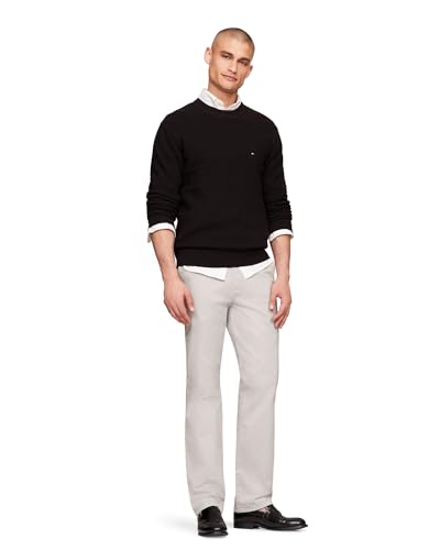 Image of Tommy Hilfiger Men's Waffle Knit Crewneck Sweater Lightweight Pullover, Also Available in Big & Tall