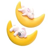 DEARMAMY 水槽用浮かぶ 月と動物装飾品 2個入り 水中レイアウトにな軽量デザイン 鮮やかな色彩 アクアリウム彩る