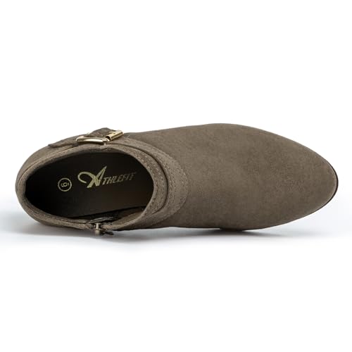 Image of Athlefit Women's Chunky Low Heel Short Ankle Boots
