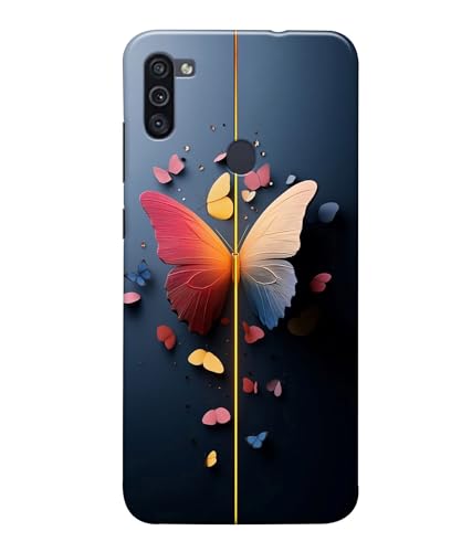 Image of Stylish Butterfly Printed Hard Back Case Cover Compatible for Samsung Galaxy M12 / Samsung F12 / Samsung A12 (Multicolor) - D1665