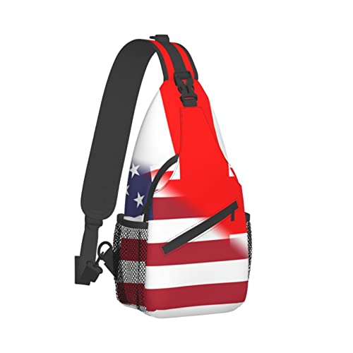 Mochila cruzada unisex con banderas de EE.UU. y Georgia miniatura 3