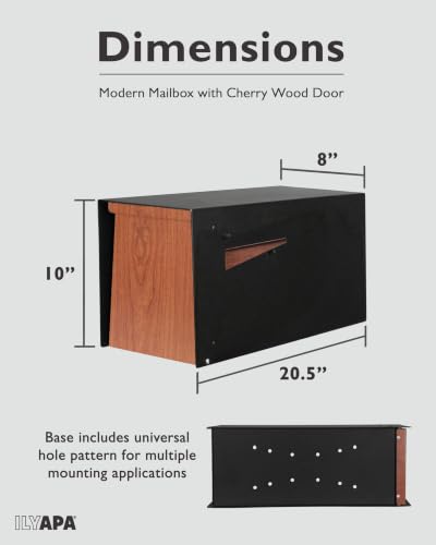 Image of Ilyapa Large Modern Mailbox for Outside - Black & Redwood Grain