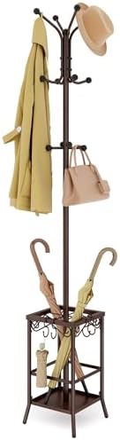 Hoctieon Coat Rack Freestanding, Coat Tree with Umbrella Holder