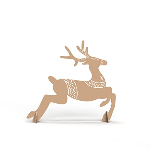 Renne décorative en Carton écologique avec décoration Blanche Made in Italy