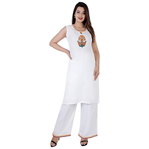 Image of Kurta and Plazo Set Rayon Embroidered