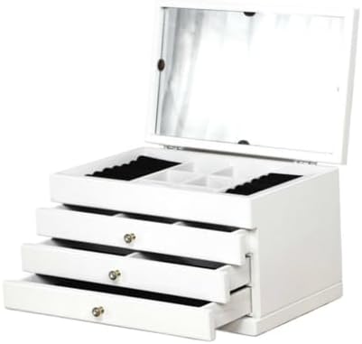 Solid Wood Jewelry Box Storage European Large Capacity with Lock Wedding(Onecolor,L) image 5
