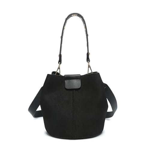 Farrah Faux Suede Bucket Bag Trendy Hobo Crossbody Handbags Shoulder Purses for Women