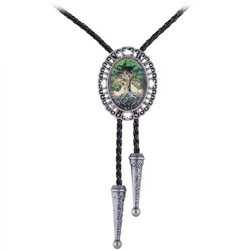 Image of Jeilwiy Bolo Tie for Men Western Cowboy Gothic Bolo Tie Necklace Halloween | Glow in Dark Bolo Tie for Men Women, 3D Halloween Bolo Tie, Gothic Western Ties, String Ties for Men Rodeo Leather Necktie