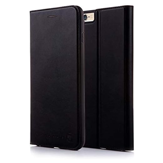 Nouske iPhone 6/6S Flip Folio Wallet Stand up Credit Card Holder Leather Case Cover Holster/Magnetic Closure/TPU bumper/360 Full Body Protection, Black