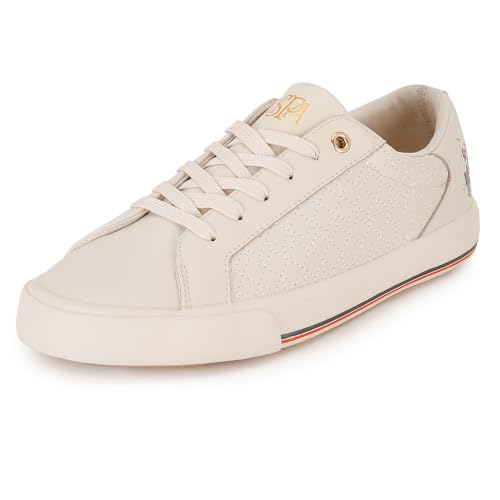 Image of U.S. Polo ASSN. Heidi 2.0 White Sneakers Shoes with Quilting Detail